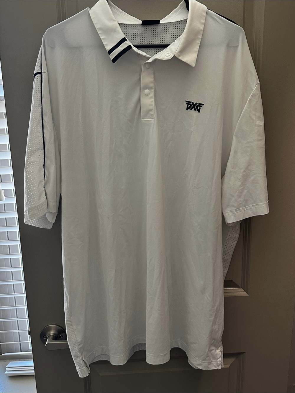 PXG Fineline White Men’s Polo with Black Trim Accents